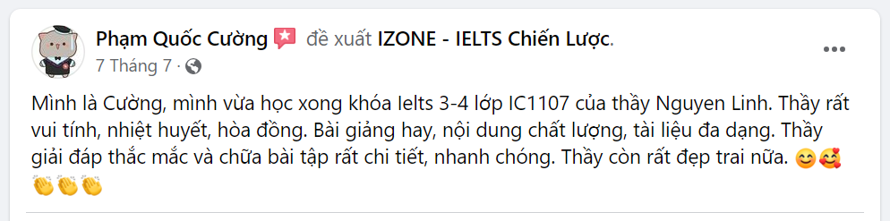 feedback học viên IZONE