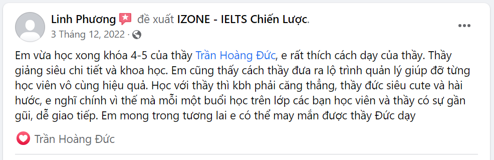 feedback học viên IZONE