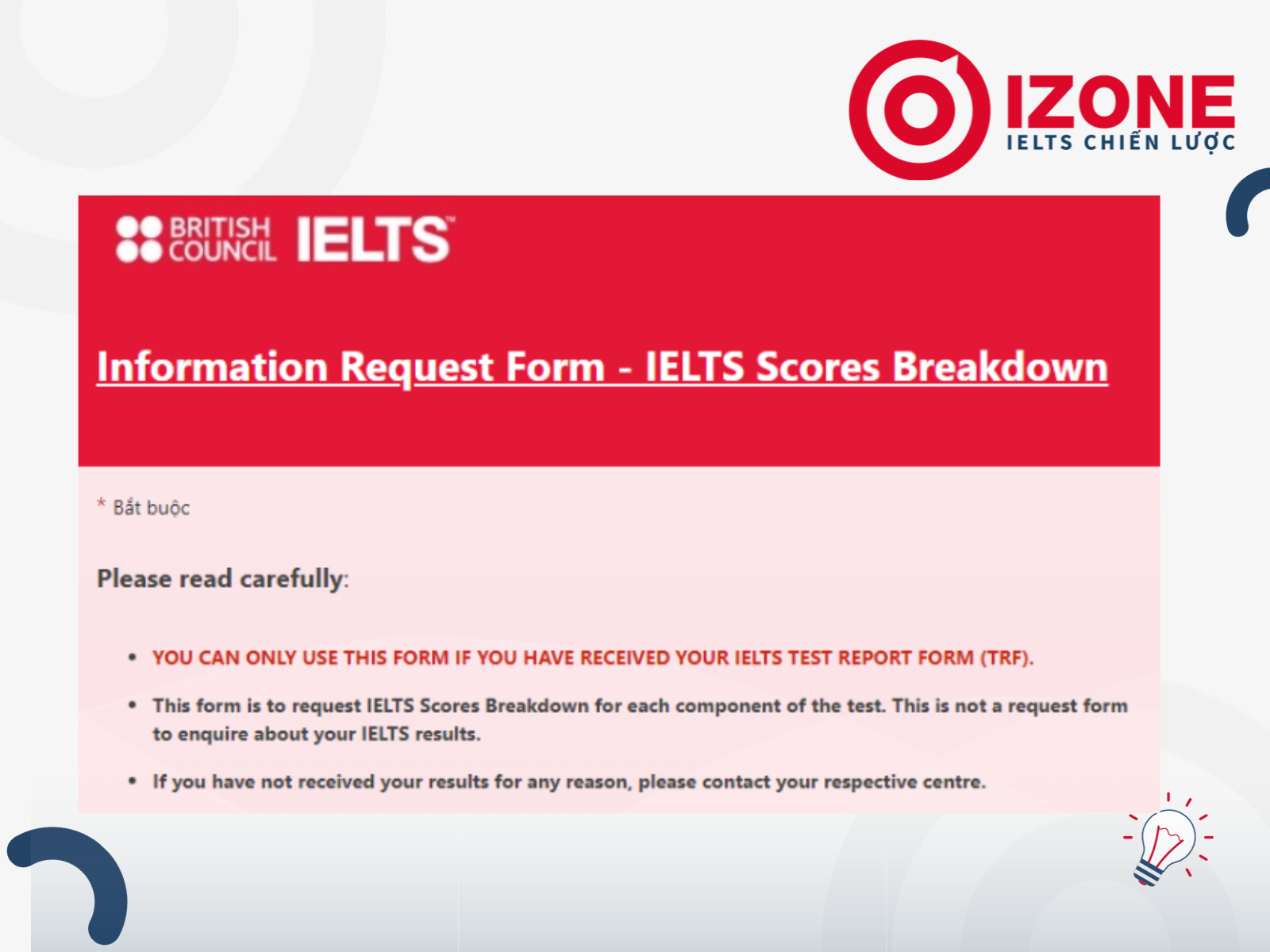 Mẫu xin breakdown điểm ielts