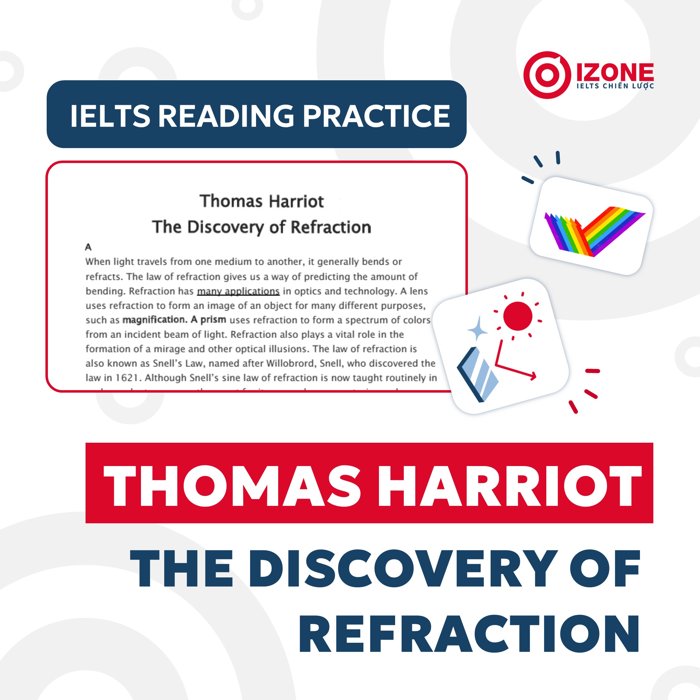 IELTS Reading Test Thomas Harriot – The discovery of refraction- Đáp án chi tiết