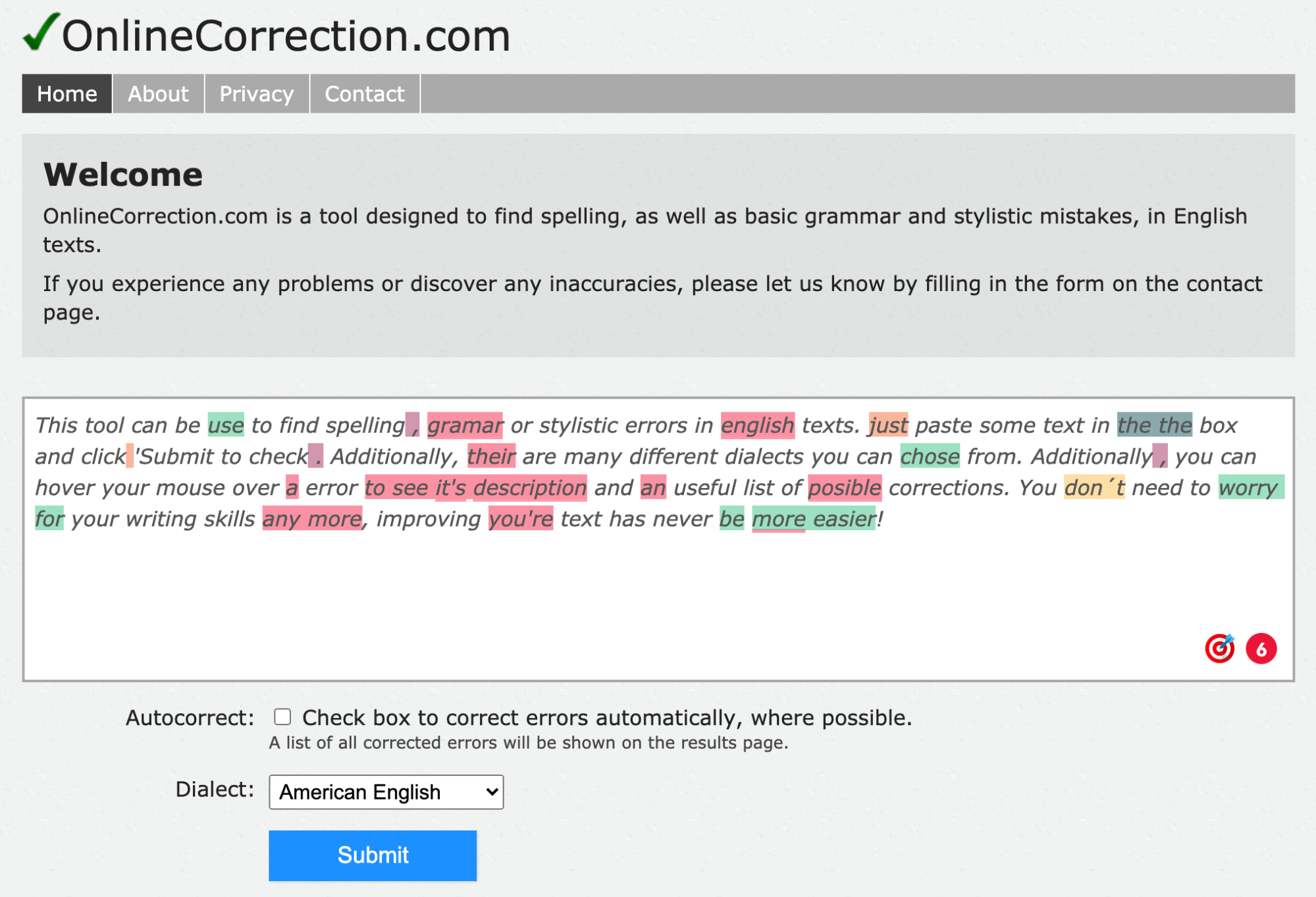 web check lỗi ngữ pháp Tiếng Anh online correction