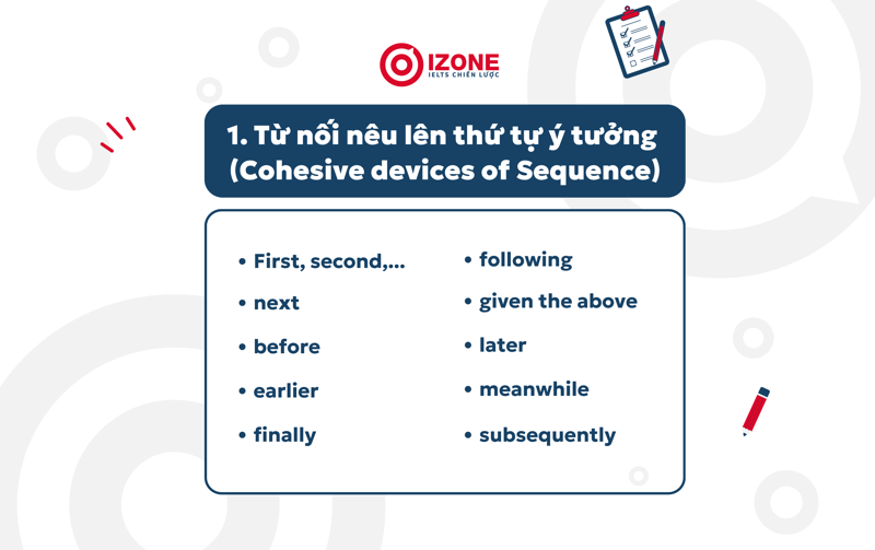 Các cấu trúc ngữ pháp của Cohesive devices: Cohesive devices of Sequence 