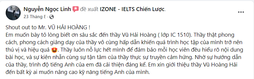 Review giảng viên IZONE