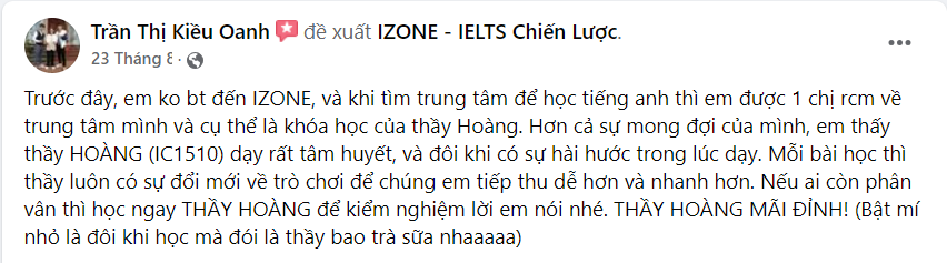 Review giảng viên IZONE