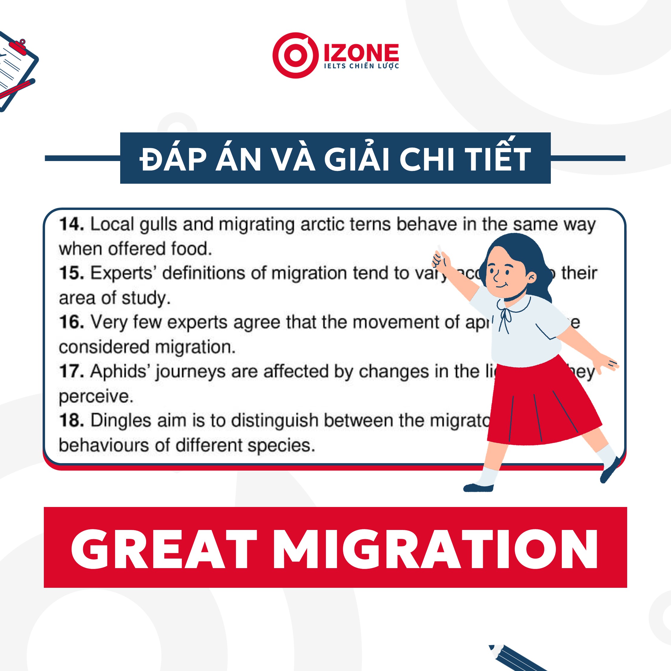 Đáp án và Giải chi tiết bài đọc Great migration – IELTS Reading