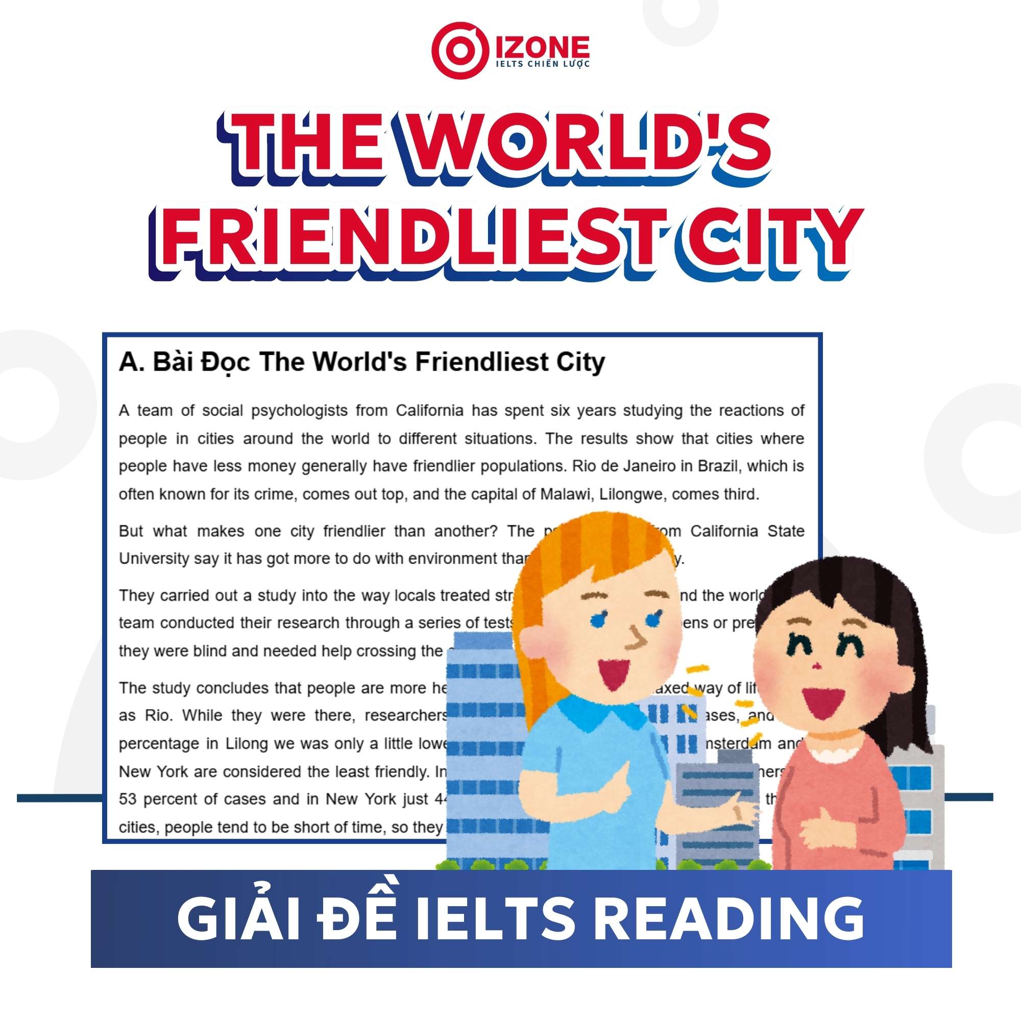 The World’s Friendliest City – IELTS Reading [Đáp án & Lời giải chi tiết]